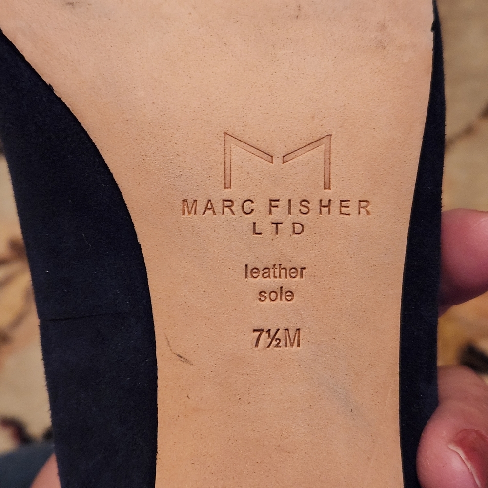 Marc Fisher Navy Suede Pointed-Toe Heels - Picture 6 of 9